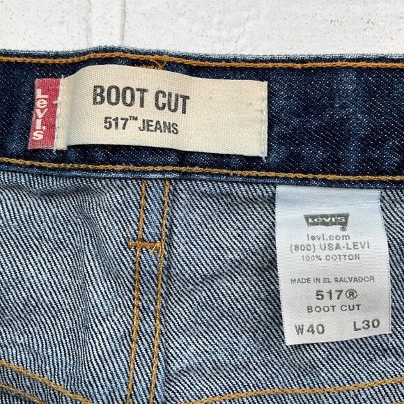 Levis 517 Jeans Men 40Wx30L Blue Bootcut Black Bat Wing Cotton Denim VTG - Picture 6 of 12